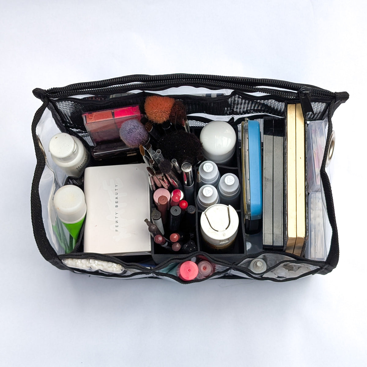 PVC insert for Moth Pro bag, overhead view showing the compartments organised from above